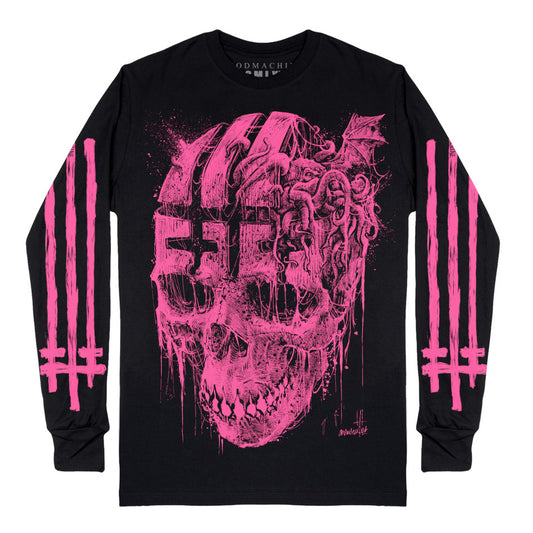 Where is my Mind: Big Pink Skull Unisex Long Sleeve T-Shirt
